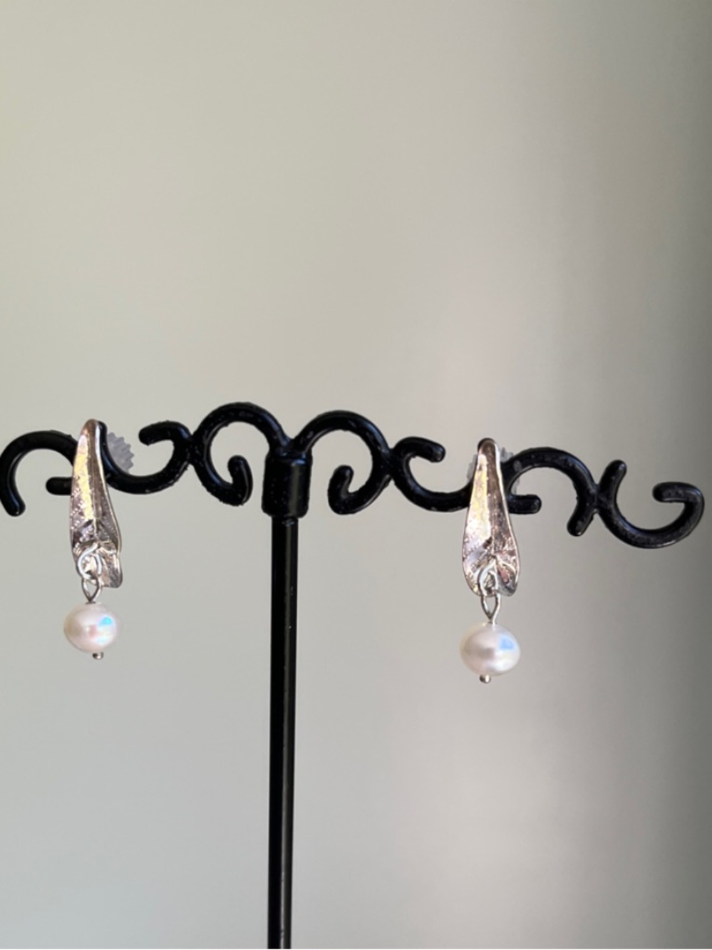 Sterling Silver Pearl Drop Earrings - White Pearl
